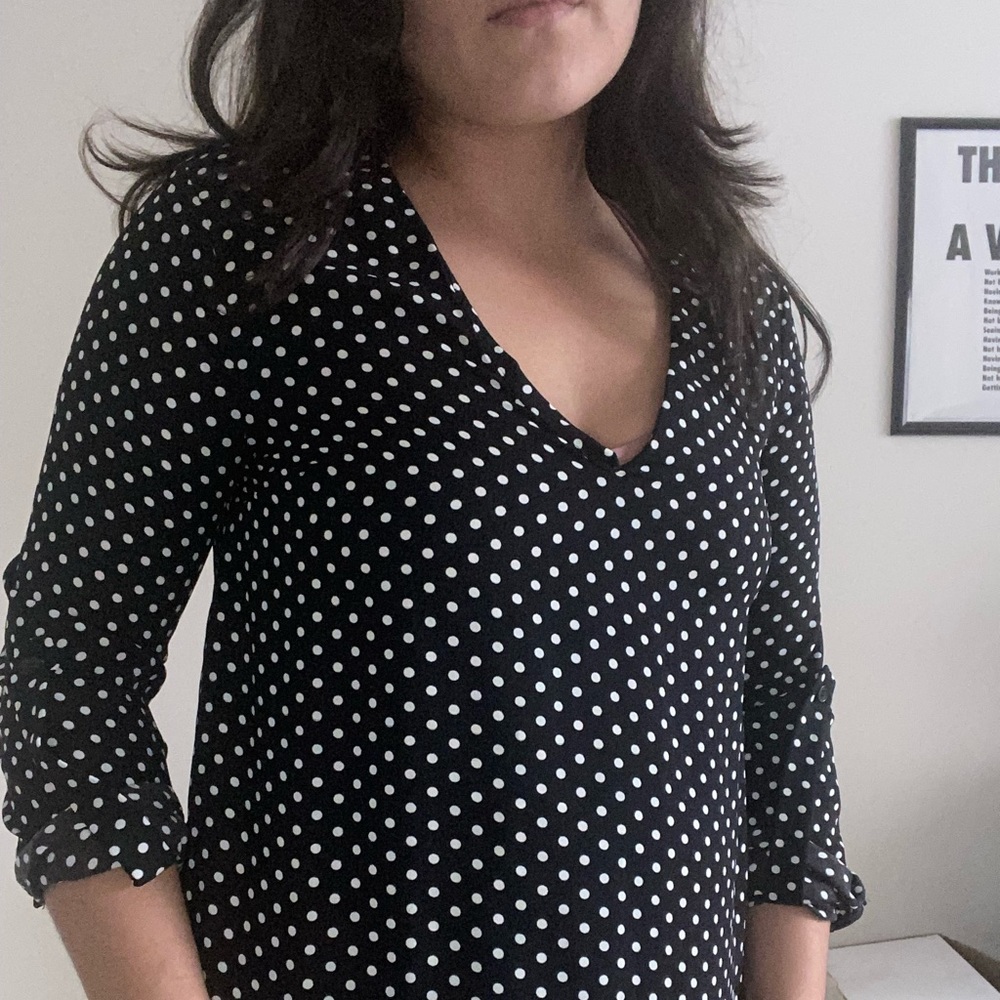 Forever21 Long sleeve polka dot blouse